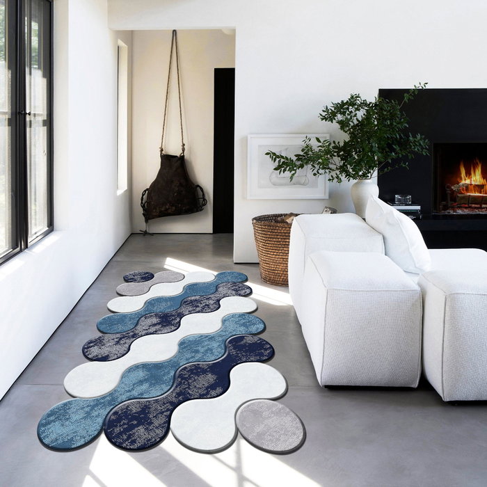 Conceptum Alfombra Wookece298 Azul Claro, Turquesa, Lila y Azul Marino 100 x 200 cm